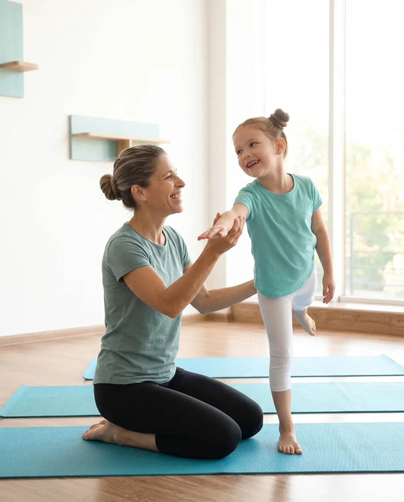 Natascha Mettler begleitet Kinder beim Yoga